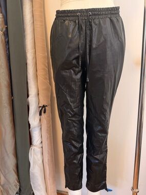 Black Faux Leather Jogger Pants